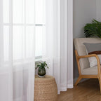 Chyhomenyc Sheer White Curtains 90 inches Long 2 Panels, Light Filtering Soft - Image 3