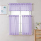 Chyhomenyc Sheer Lilac Tier Curtains 24 Inch Length, Small Window Curtains - Image 2