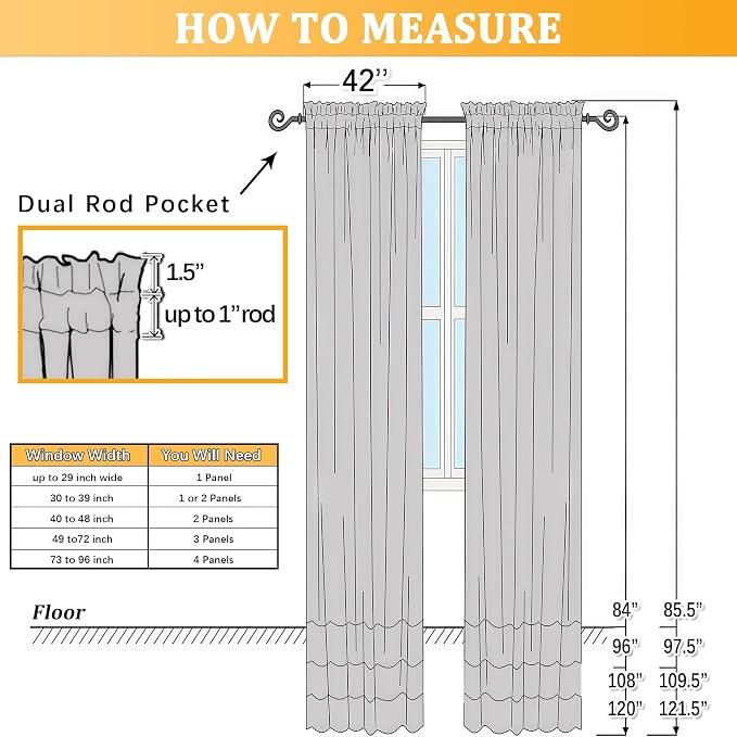Gwine Gold Sheer Kitchen Curtains 36 Inch Length, Light Filtering Voile Soft - Image 9