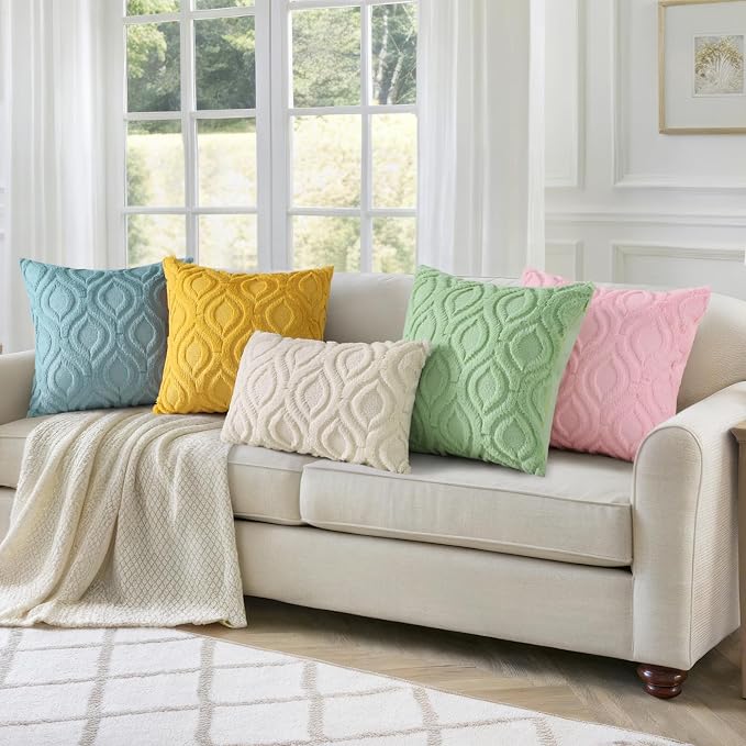 decorUhome Summer Throw Pillow Covers 26x26 Inch Set of 2, Soft Plush Faux Wool - Image 6