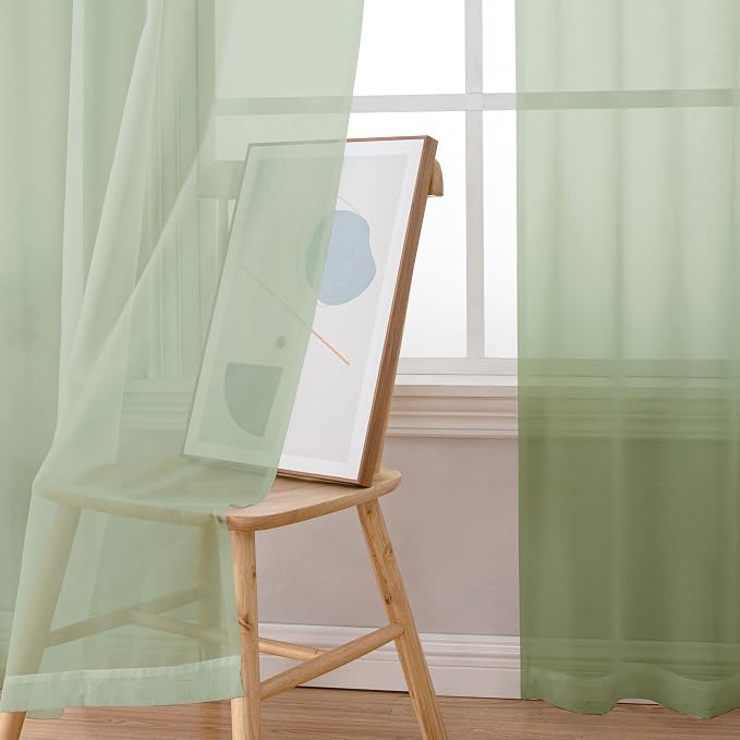 OWENIE Sheer Curtains 63 inch Length 2 Panels Set, Rod Pocket Voile Fimly Sheer - Image 4