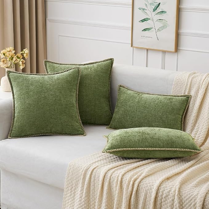 MIULEE Pack of 2 Couch Throw Pillow Covers 16x16 Inch Sage Green Farmhouse - Image 5