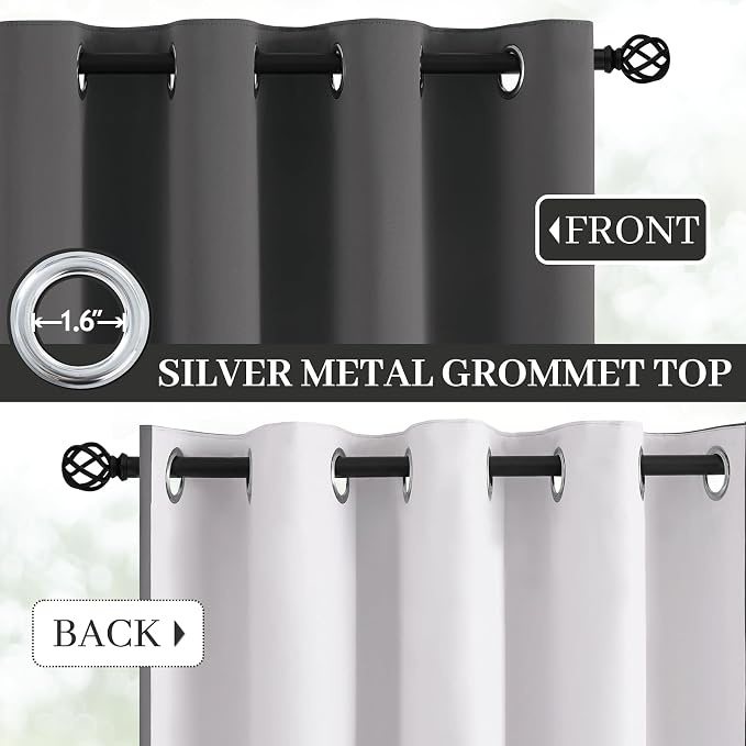 Yakamok Room Darkening 100% Blackout Curtains Grommet Window Treatments - Image 3