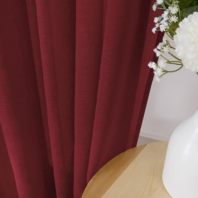 Tollpiz Sheer Curtain Linen Textured Living Room Curtains Sheer Light Filtering - Image 3