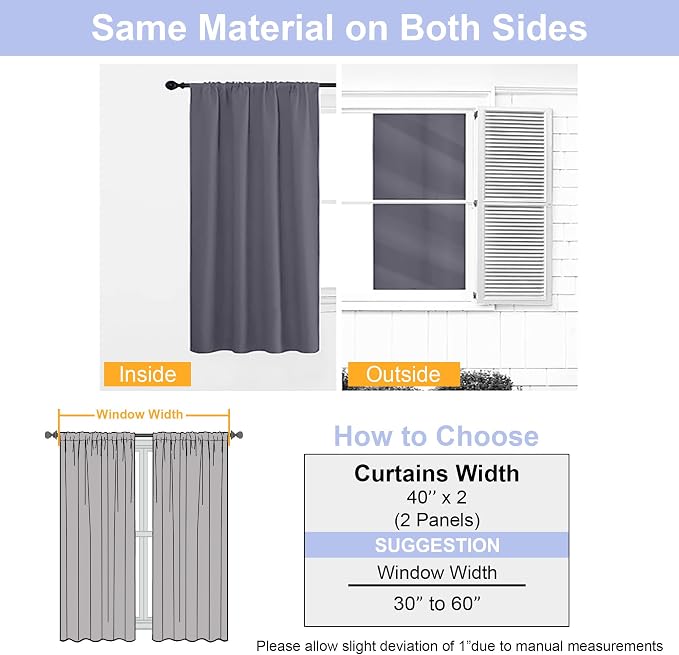 Simplebrand Ava Grey Short Blackout Curtains - Image 8