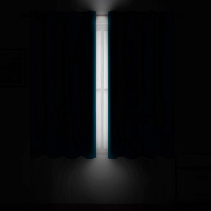 LEMOMO Teal Blackout Curtains/52 x 45 Inch Length Kids Curtains/Set of 2 Panels - Image 3