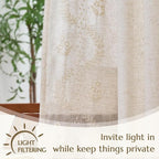 jinchan Belrose Linen Curtains for Bedroom Floral Curtains 90 Inch Length Linen - Image 5