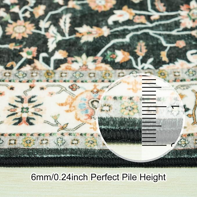 4x12 ft Wide Hallway Rug: Non-Slip Washable Vintage Long Carpet Runner - Image 5