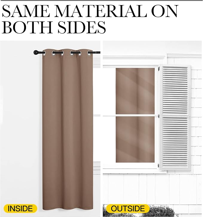 NICETOWN Bedroom Blackout Curtains and Drapes, 55 by 108 Inch, Cappuccino - Image 6