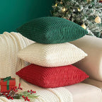 MIULEE Pack of 2 Red Corduroy Decorative Euro Sham Pillow Covers 24x24 Inch - Image 9