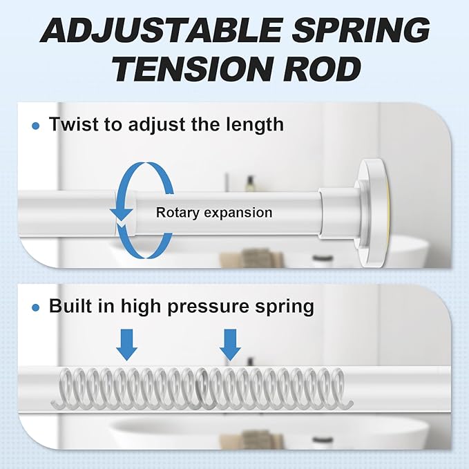 CorkLatta White Shower Curtain Rod 31 to 92 Inch, 1 Inch Diameter Adjustable - Image 2