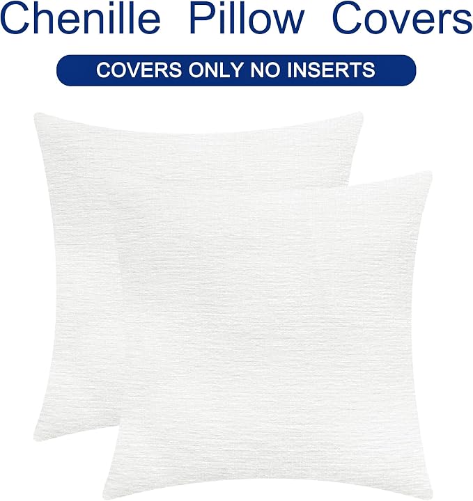 CaliTime Throw Pillow Covers Decorative 20 X 20 Inches Pack of 2 Cozy Chenille - Image 6
