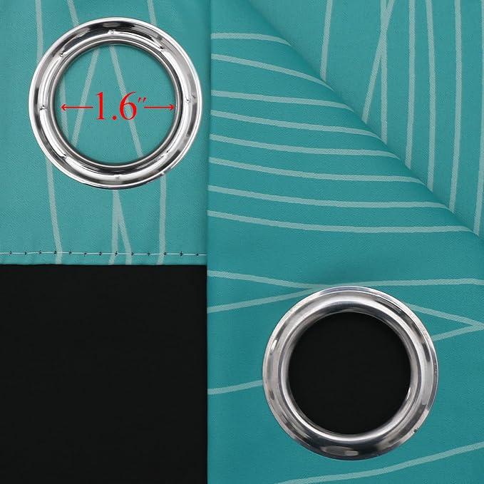 Estelar Textiler Teal and Greyish White Blackout Curtains 45 Inch Length - Image 7