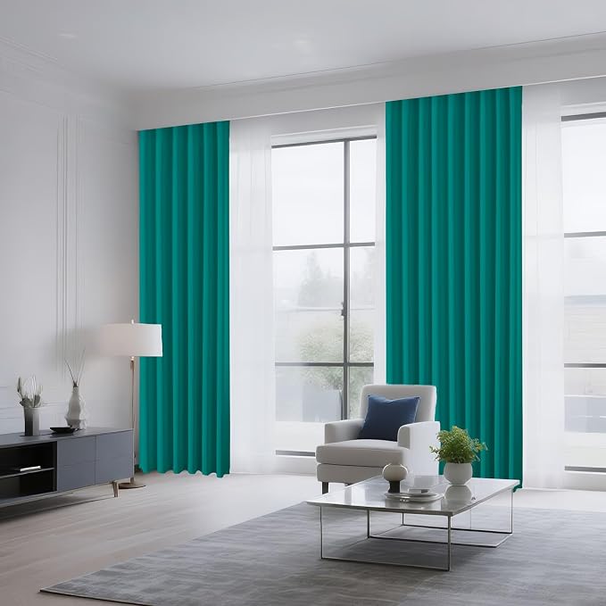CUCRAF Turquoise Blackout Curtains 96 inch Length 2 Panels Set, Rod Pocket Room - Image 8