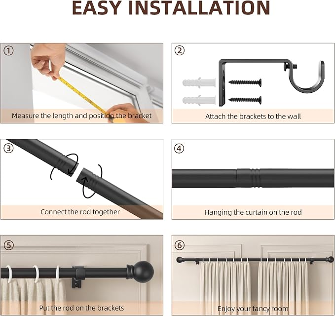 SMODBRODRE Curtain Rods for Window 32 to 120 - Image 4