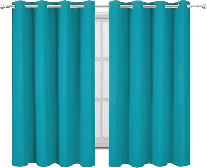 LEMOMO Teal Blackout Curtains/52 x 45 Inch Length Kids Curtains/Set of 2 Panels - Image 2