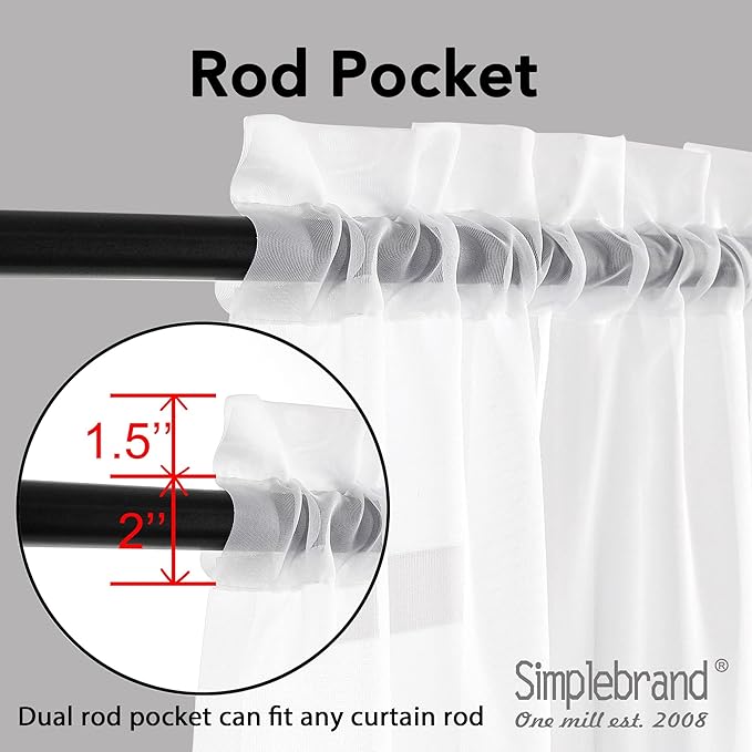 Simplebrand White Sheer Curtains, 2 Panels Set - Image 7