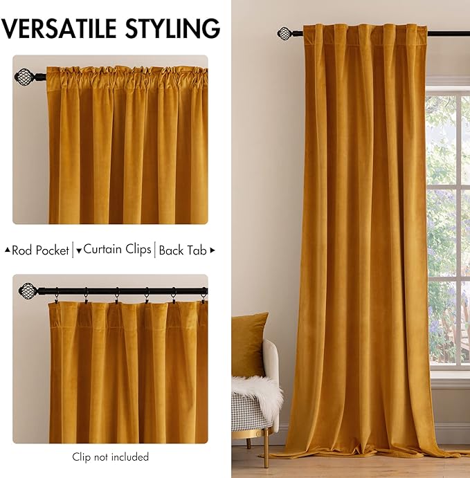 MIULEE Velvet Curtains 90 inches 2 Panels - Image 2