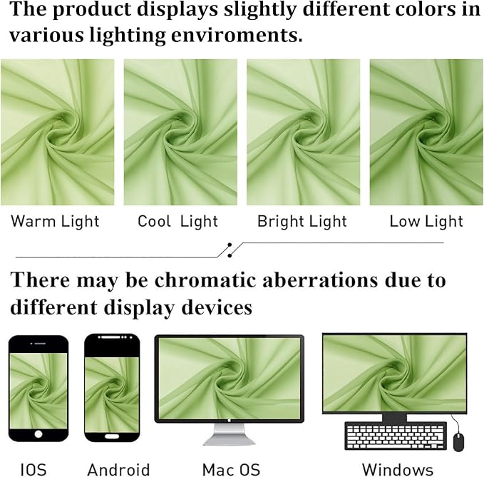 Lecloud Lime Sheer Curtains 63 Inch Length 2 Pcs, Lightweight Solid Transparent - Image 4