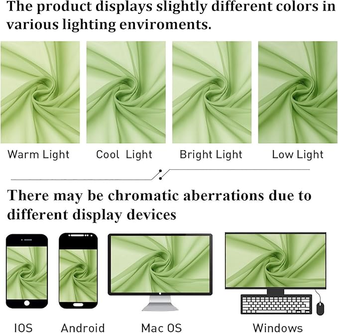 Lecloud Lime Sheer Curtains 96 Inches Long 2 Panels, Dual Rod Pockets Living - Image 4