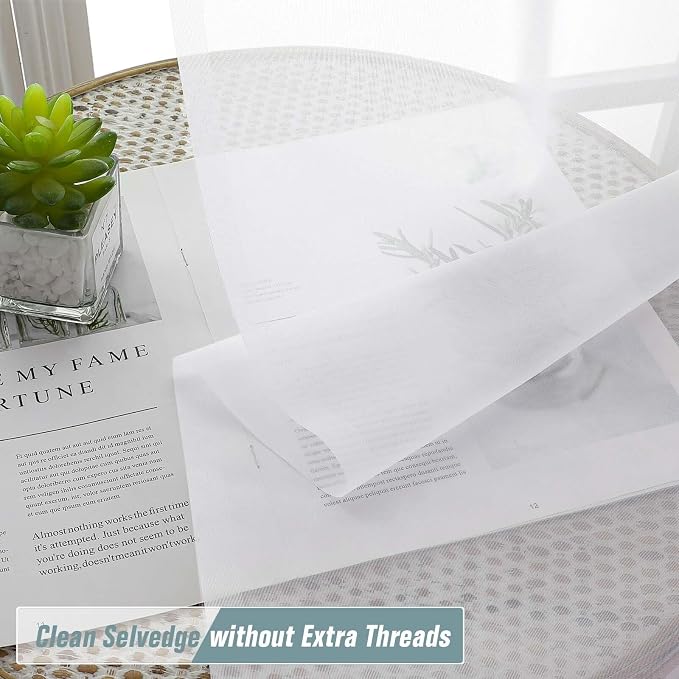 White Small Sheer Curtains 2 Panels Set, Kitchen Curtains 24 Inch Length - Image 5