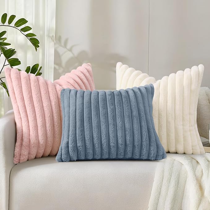 decorUhome Cozy Faux Fur Throw Pillow Covers 24x24 Set of 2 Decorative Soft - Image 9