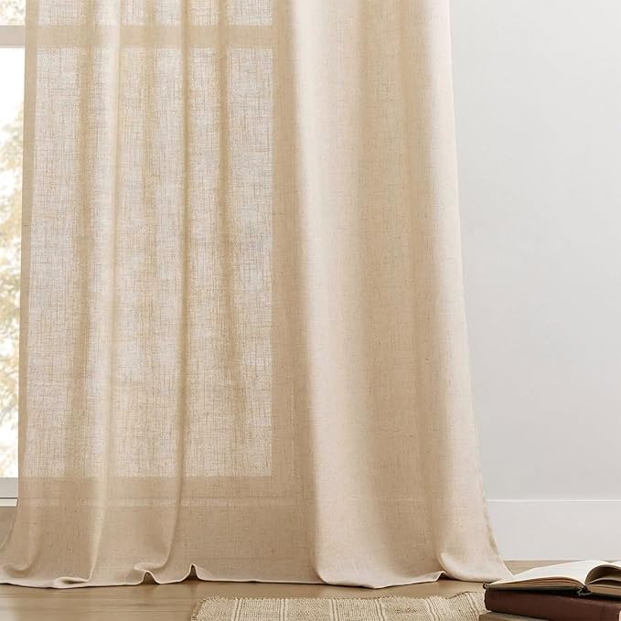 Joydeco Linen Curtains 90 Inch Length 2 Panel Sets, Light Filtering Curtains - Image 6