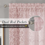Lecloud Leia 24 Inch Valance Pink Sheer Curtains Tiers - Image 2