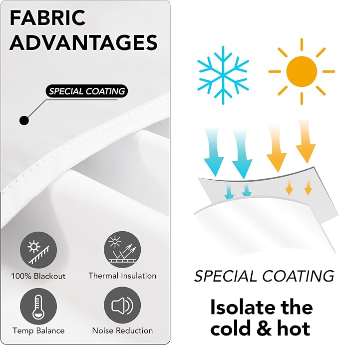 Deconovo Total Blackout Curtains 2 Panels W70 x L108— 100% Blackout, Thermal - Image 3