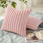 decorUhome Summer Cozy Faux Fur Throw Pillow Covers 24x24 Set of 2 Decorative - Image 4