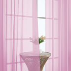 OWENIE Pink Sheer Curtain 90 Inches Long 2 Panels Set, Solid Filmy Drapes - Image 3