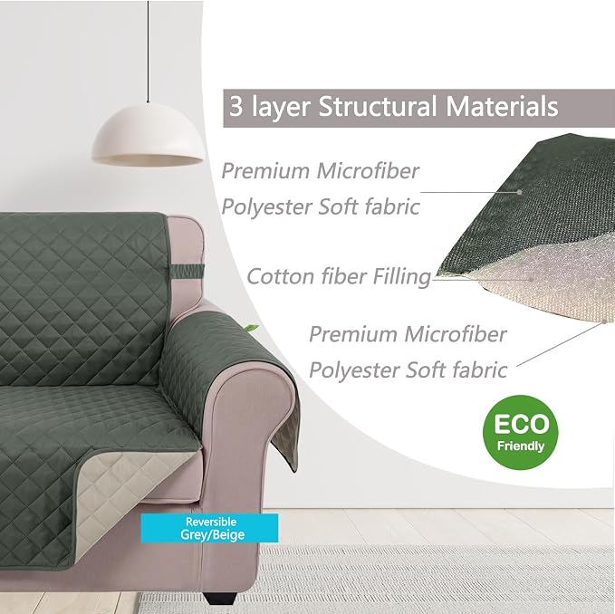 U-NICE HOME Reversible Oversized Chair Covers Quilted Water Repellent Pet - Image 5