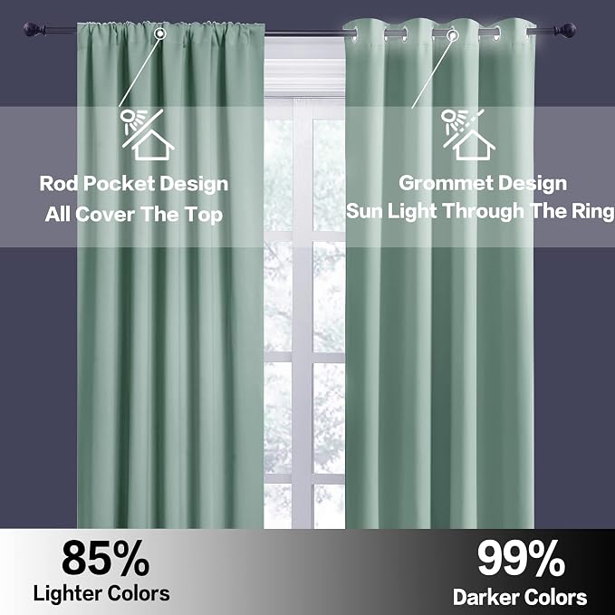 RYB HOME Blackout Curtains for Bedroom Living Room 72 inches Long, Thermal - Image 6