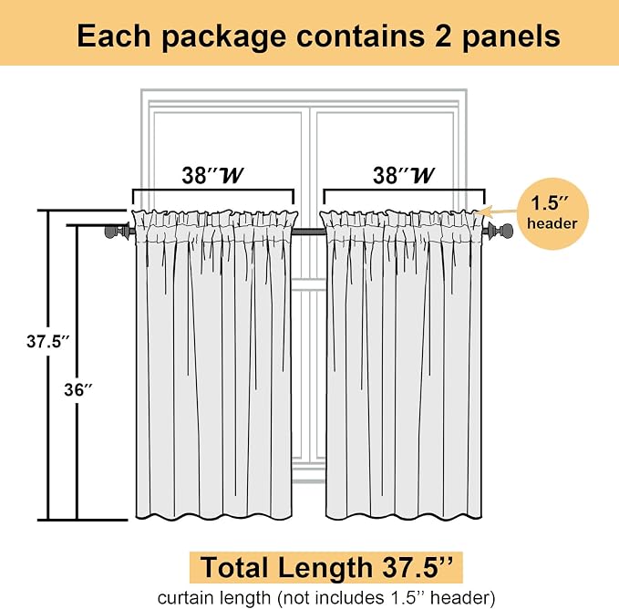 Lecloud Leia 36 Inch White Sheer Curtains Tiers 2 Pieces, Airy & Breathable - Image 4