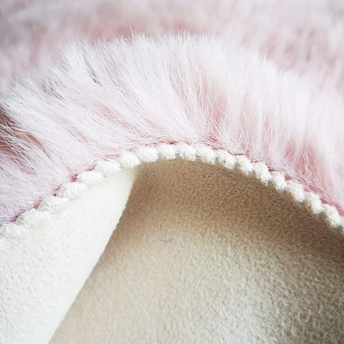 Ghouse Soft Faux Sheepskin Fur Rug 2x4 Pink Fluffy Bedside Rugs Plush Rug Shag - Image 4