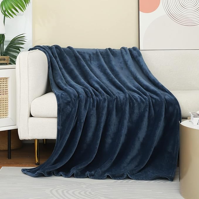 Dark Dusty Blue Stone Blue Throw Blanket Flannel Fleece Throw Size 50 by 60 by JIAHANNHA