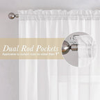 Lecloud White Sheer Curtains 68 Inch Length 2 Pcs, Voile Dual Rod Pocket Living - Image 5