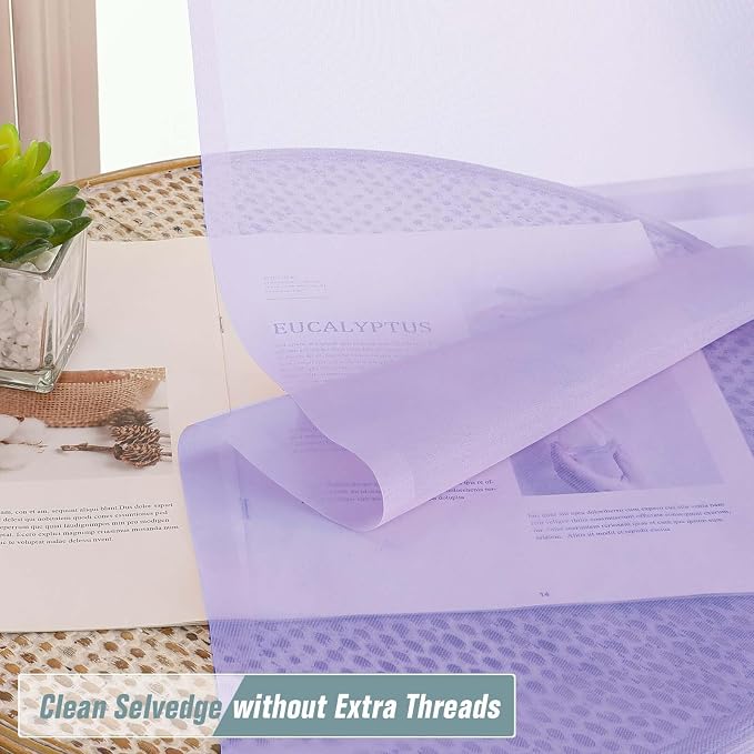 Small Sheer Curtains 2 Panels Set, Kitchen Curtains 36 Inch Length, Elegant - Image 5