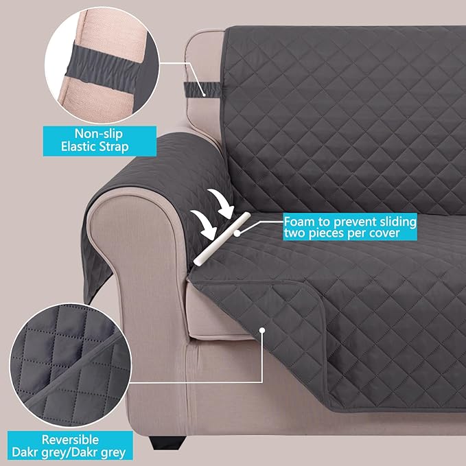 U-NICE HOME Recliner Chair Covers Reversible Quilted Water Repellent Pet - Image 3