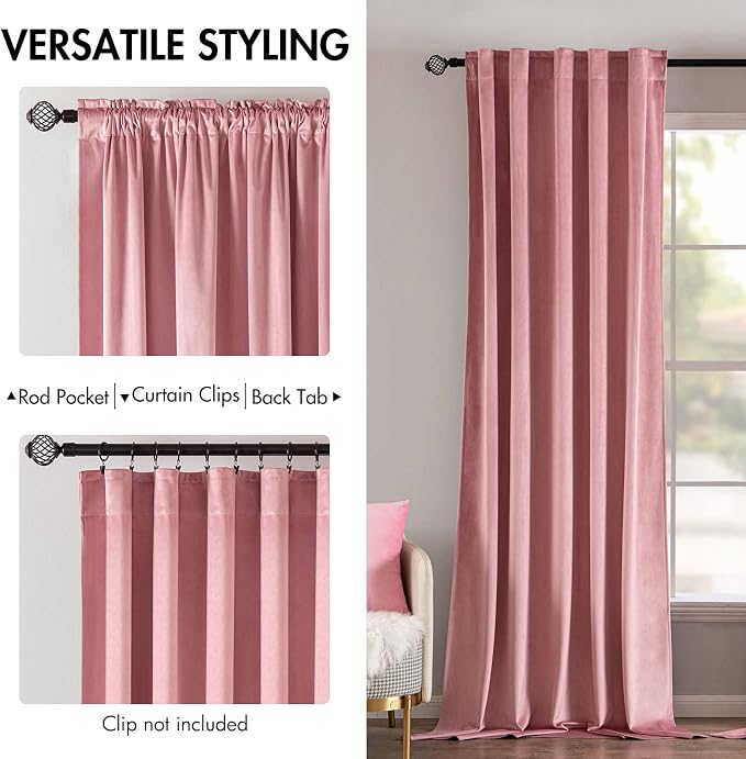 MIULEE Velvet Curtains 84 inches 2 Panels - Image 2