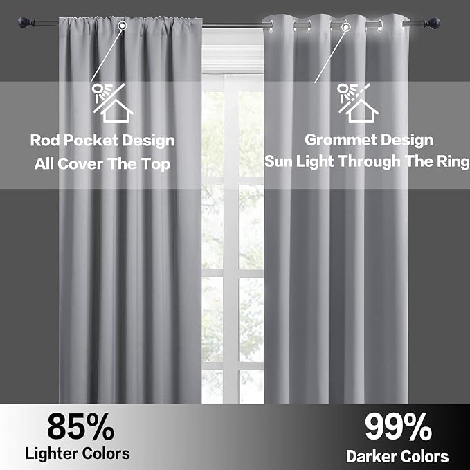 RYB HOME Blackout Curtains for Bedroom Living Room 63 inches Long, Thermal - Image 6