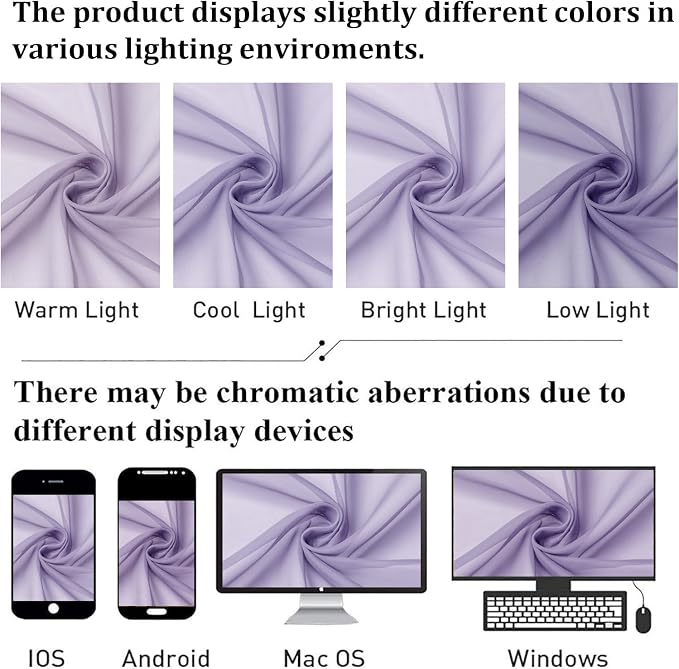 Lecloud 72 Inch Light Purple Sheer Curtains & Panels Set of 2, Airy & - Image 7
