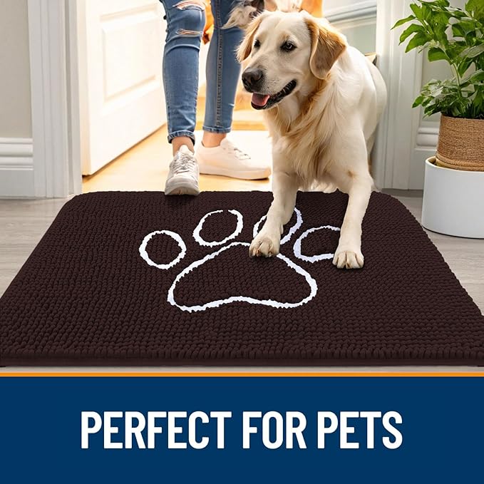 OLANLY Dog Door Mat for Muddy Paws 40x24, Paw Print Design, Absorbs Moisture - Image 6