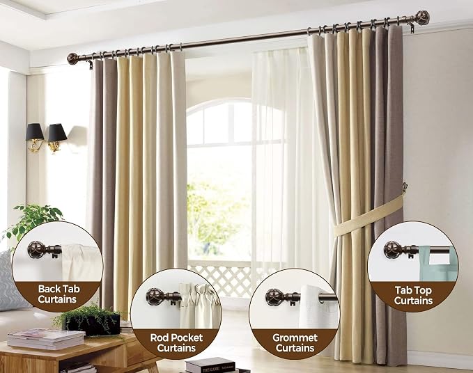 KAMANINA Single Curtain Rod 32 to 58 Inch, 7/8 Inch Antique Bronze Adjustable - Image 4