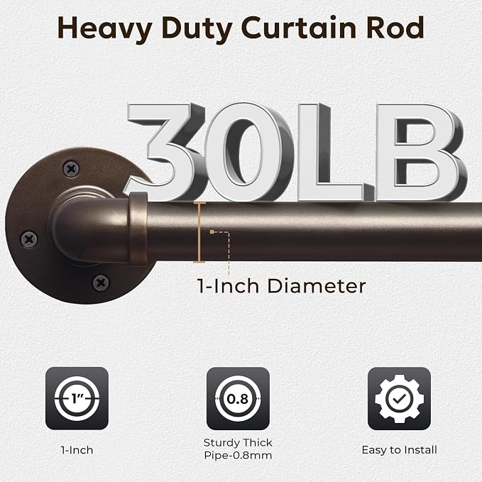 Zeerobee Curtain Rods for Windows 120 to 240, 1 Inch Industrial Wrap Around - Image 4