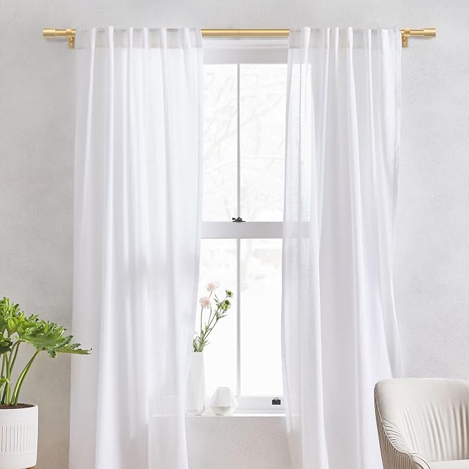 IFELS Heavy Duty Curtain Rods for Windows 66 to 120 Inch, 1 Inch Gold Curtain - Image 8