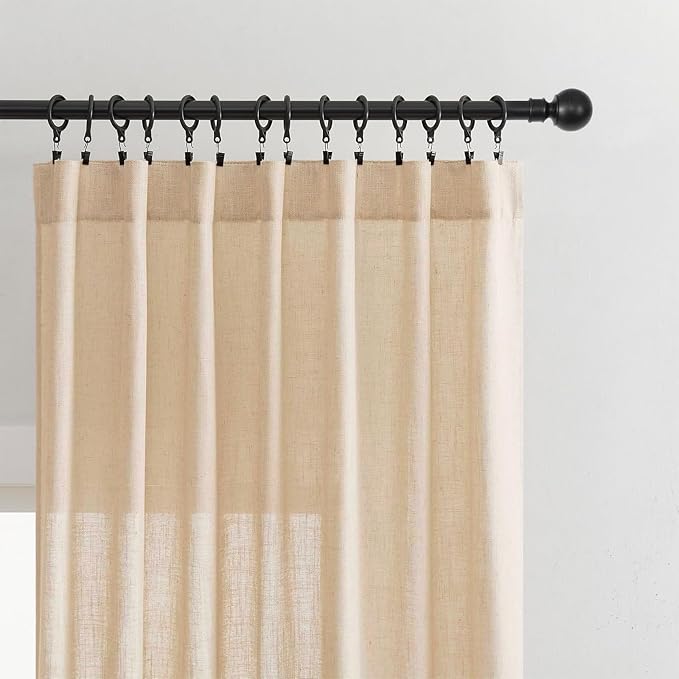 Joydeco Linen Curtains 84 Inch Length 2 Panel Sets, Light Filtering Curtains - Image 4