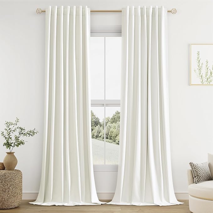 Guken Ivory 100% Blackout Linen Curtains 42 Inch Wide by 84 Inch by Guken