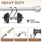Silver Curtain Rod for Windows 66 to 120 Inch, 5/8 Inch Diameter Adjustable - Image 3
