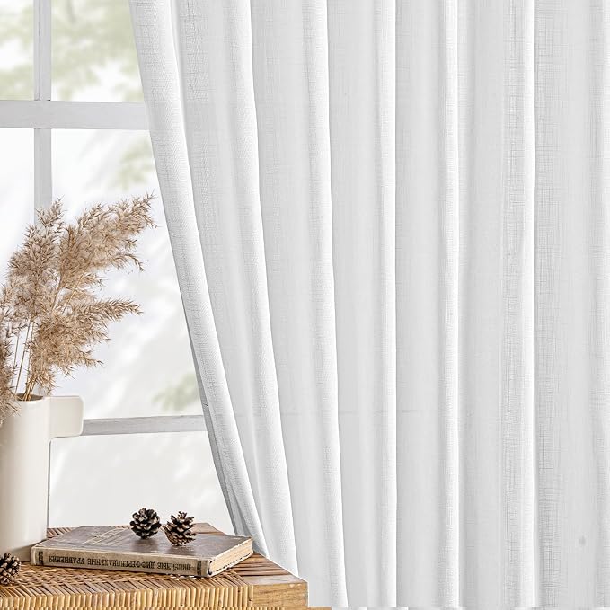 MIULEE White Linen Curtains 78 Inch Long 2 Panels - Image 4